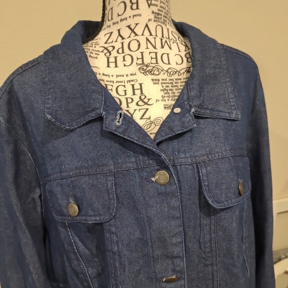Jessica London Women's SZ 24W Denim Peplum Jacket pockets casual Boho everyday - Picture 4 of 11